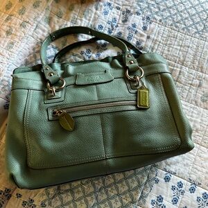 Coach Sage Green Leather Shoulder Bag